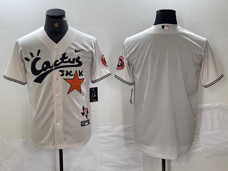 Mens Houston Astros Blank Cream Cactus Jack Cool Base Jersey